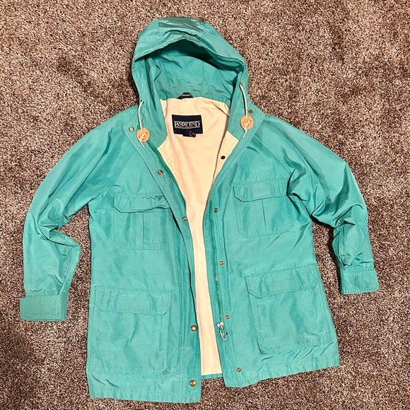 VNTG Lands' End Teal Hooded Utility Jacket, Women's Med - Picture 1 of 16